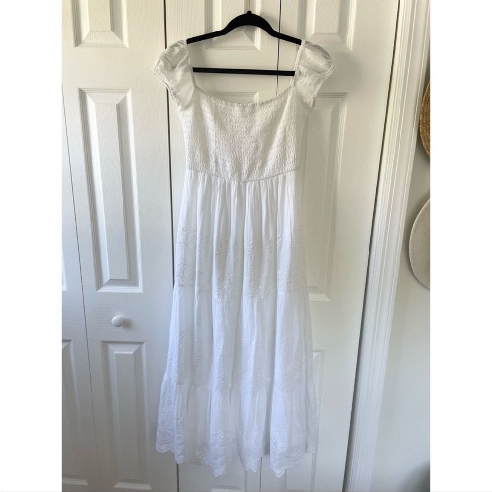 Zara White Eyelet Midi Dress